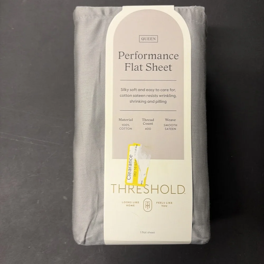 Queen 400 Thread Count Performance Flat Sheet Gray - Threshold: Cotton 20534